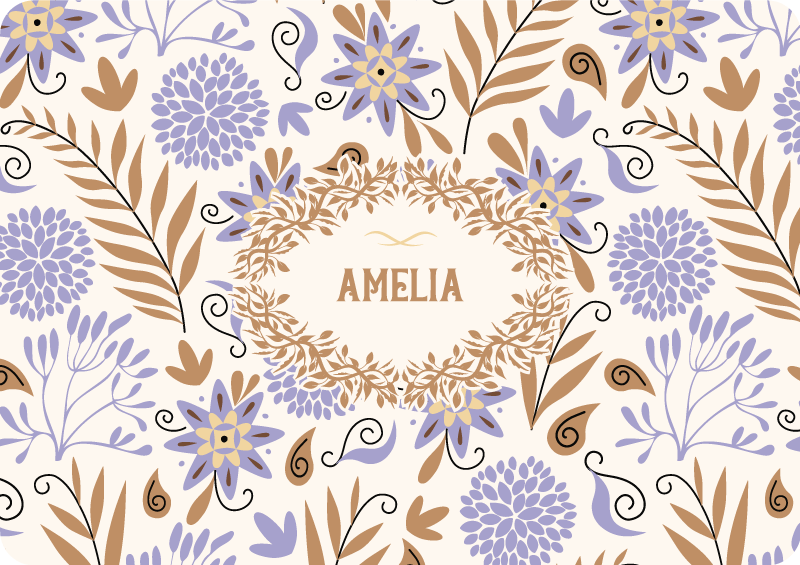Vinyl rug flowers hand-painted vintage floral pattern - TenStickers