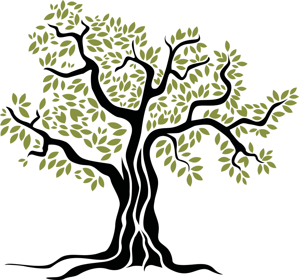 Vinyl rug flowers black olive tree with green leaves - TenStickers