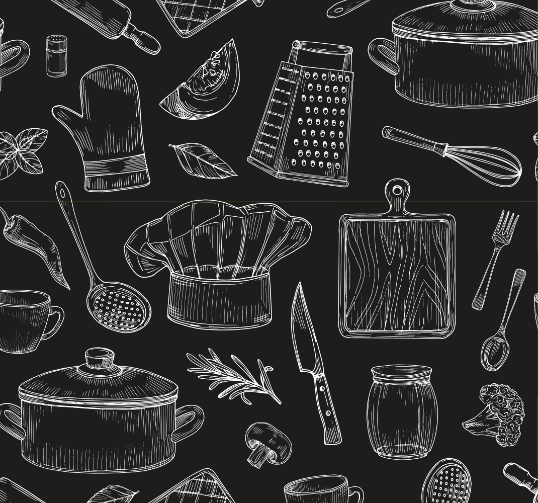 Kitchen vinyl rug with elegant cutlery design - TenStickers