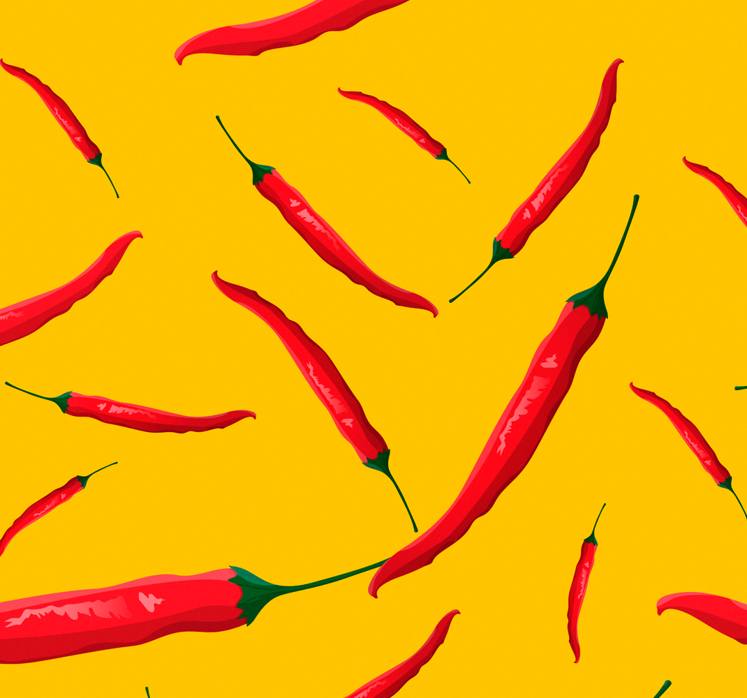 Red and yellow peppers kitchen vinyl rug - TenStickers