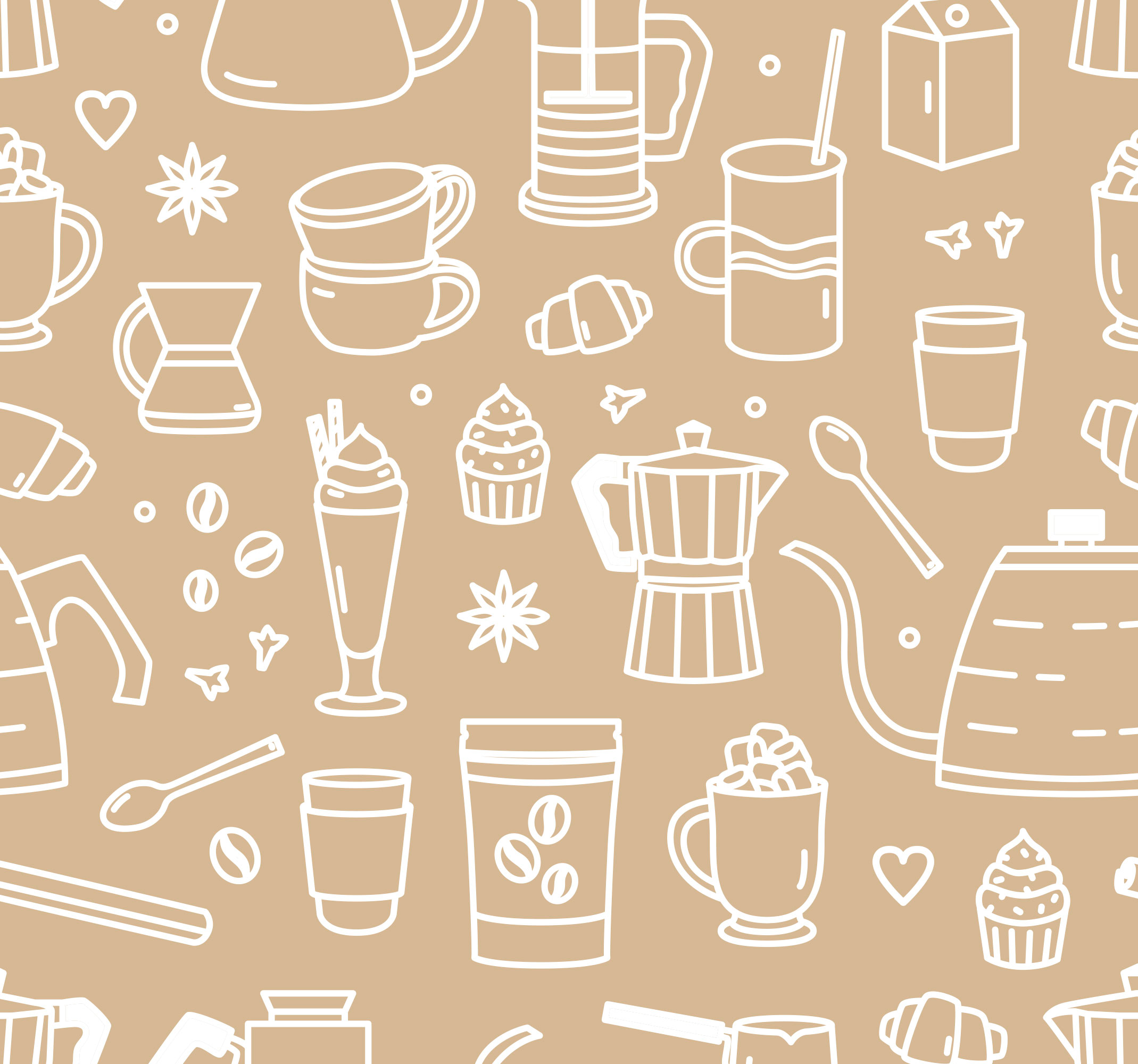 Kitchen vinyl rug with coffee cups and glasses print - TenStickers