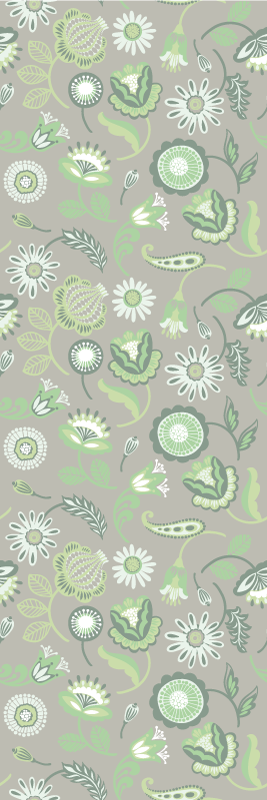 Kitchen vinyl rug with delicate green floral design - TenStickers