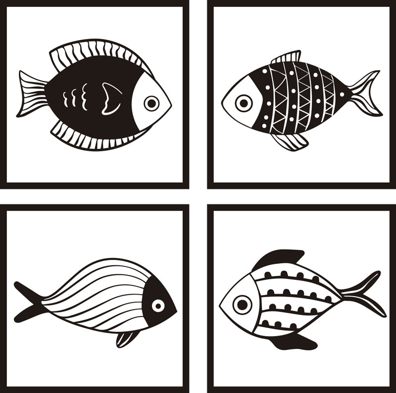 Vinyl rug bathroom with beautiful fish pattern tiles - TenStickers