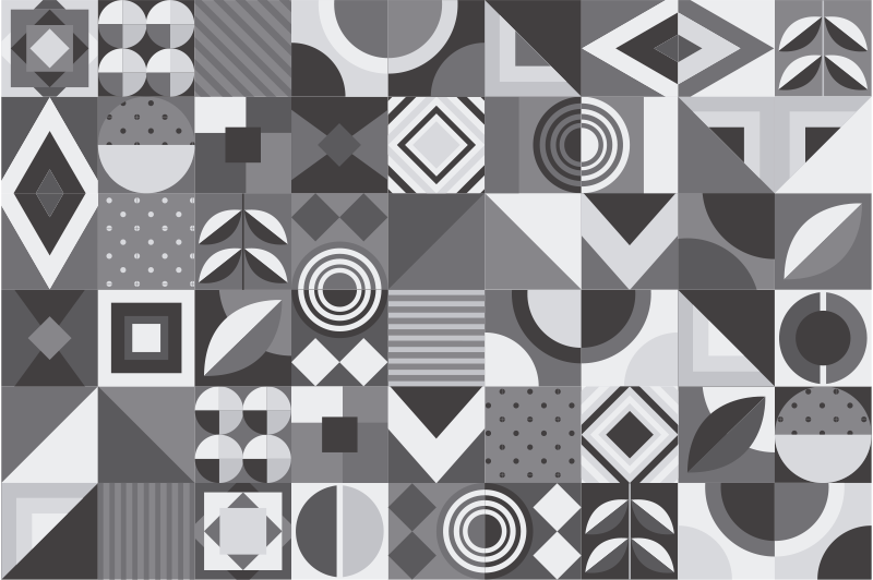 Vinyl rug bathroom gray geometric tiles - TenStickers