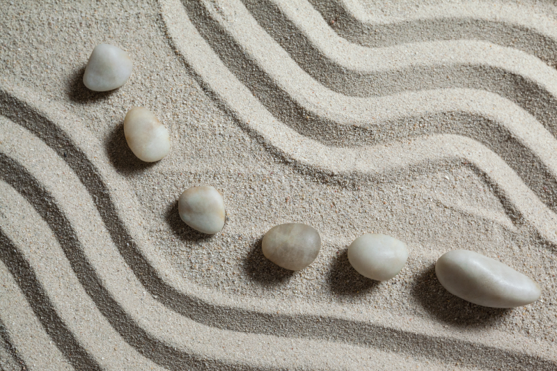 Vinyl rug bathroom zen path sand design - TenStickers