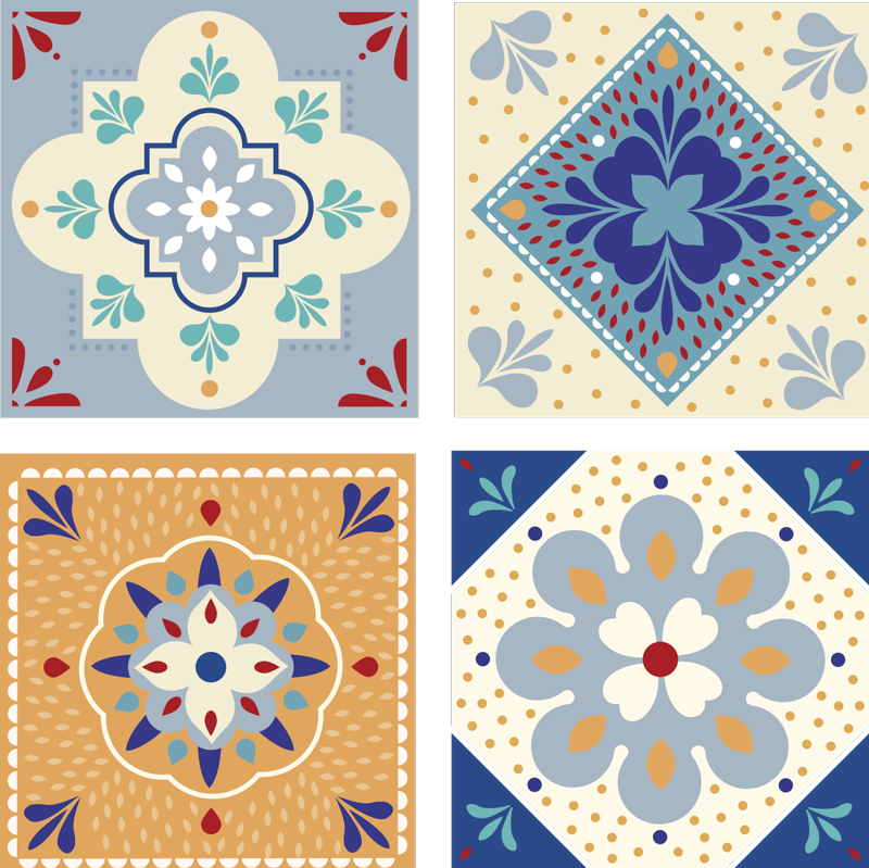 Vinyl rug bathroom vibrant color palette - TenStickers