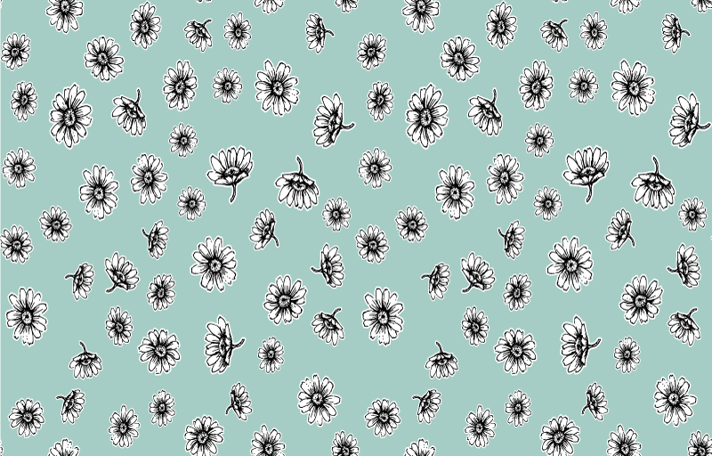 Vinyl rug flowers cute pattern with white daisies - TenStickers