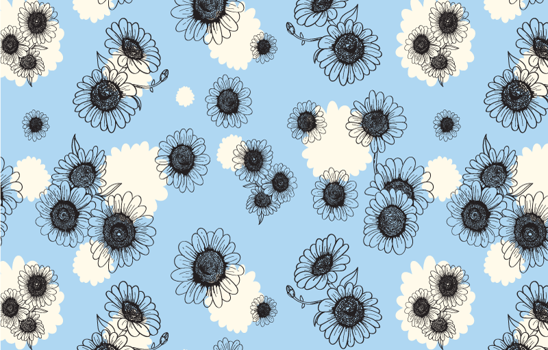 Vinyl rug flowers daisies seamless modern design - TenStickers