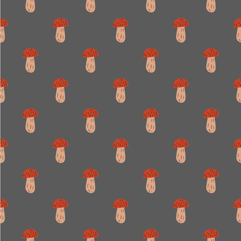 Vinyl rug flowers classic mushrooms gray background - TenStickers
