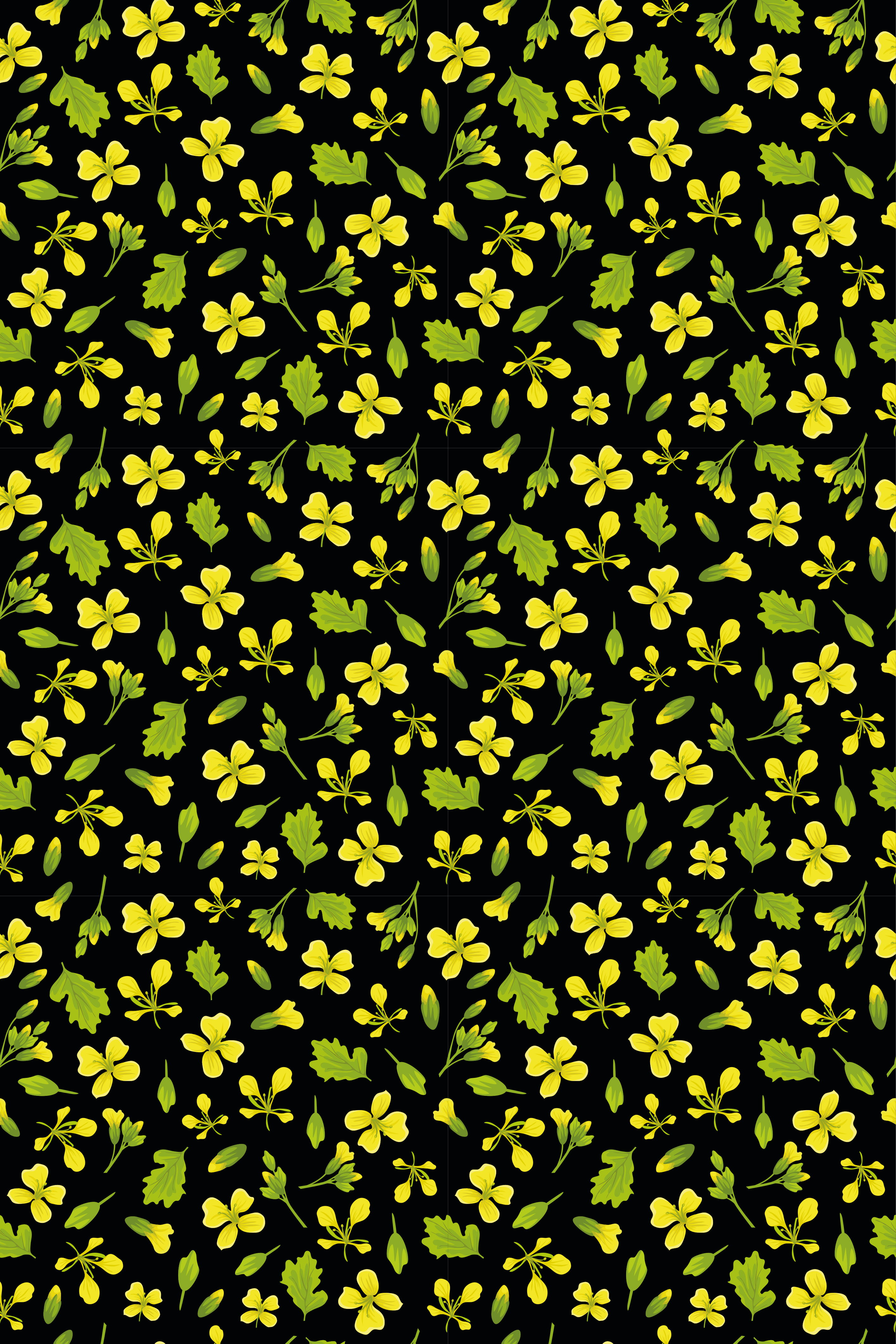Vinyl rug flowers black background with yellow - TenStickers