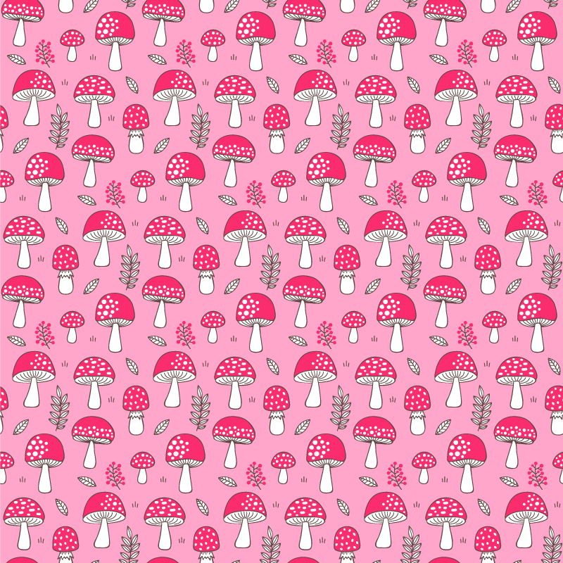 Vinyl rug flowers with classic mushrooms and plants - TenStickers