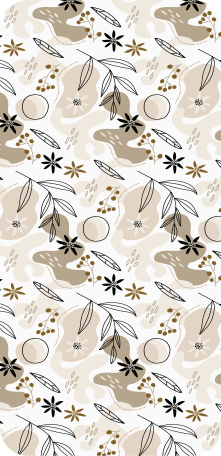 Vinyl rug flowers stylish pink and beige leaves pattern - TenStickers