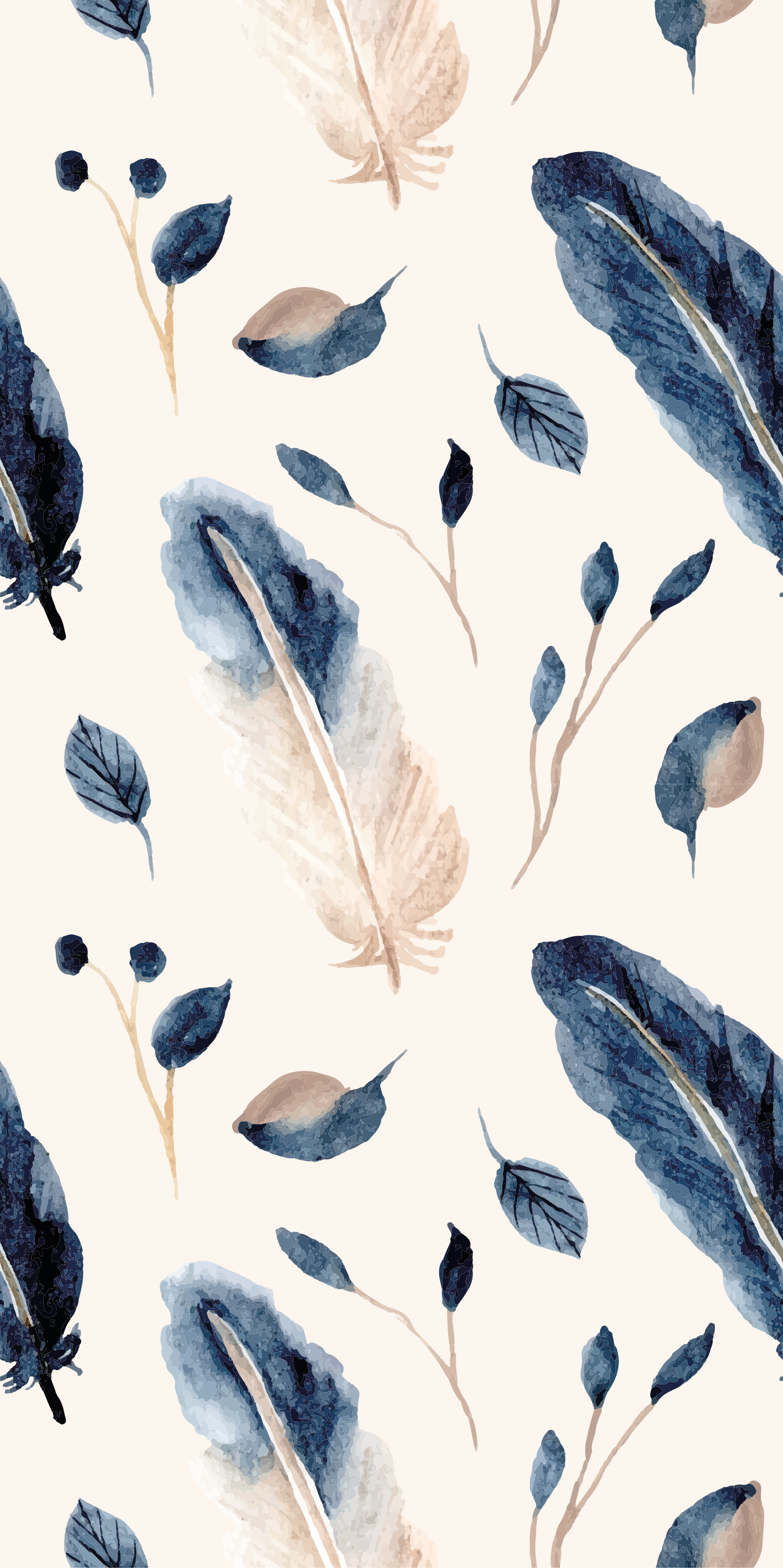 Vinyl rug flowers with floating leaves and feathers - TenStickers