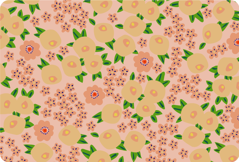 Vinyl rug flowers original floral pattern in peach tones - TenStickers