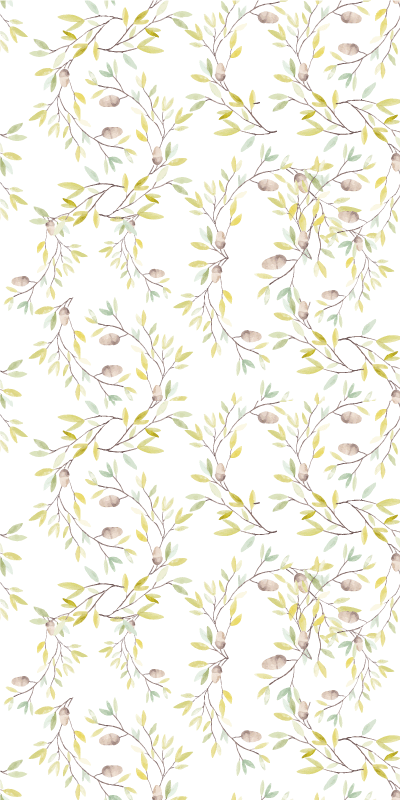 Vinyl rug flowers original watercolor green leaves pattern - TenStickers