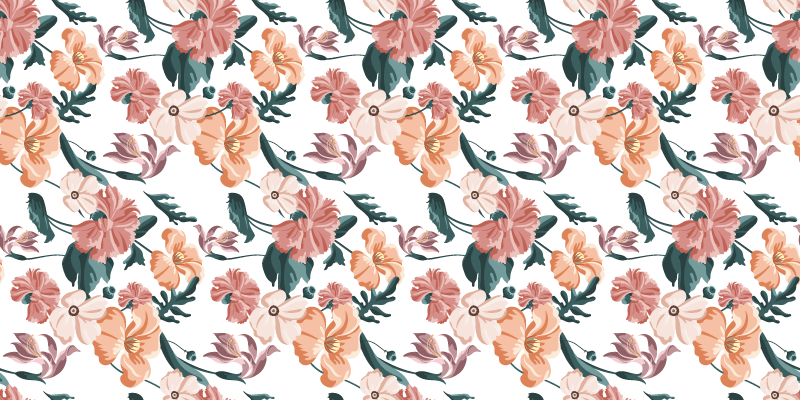 Vinyl rug flowers in beautiful pastel floral pattern - TenStickers