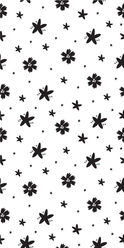 Vinyl rug flowers black and white floral design - TenStickers