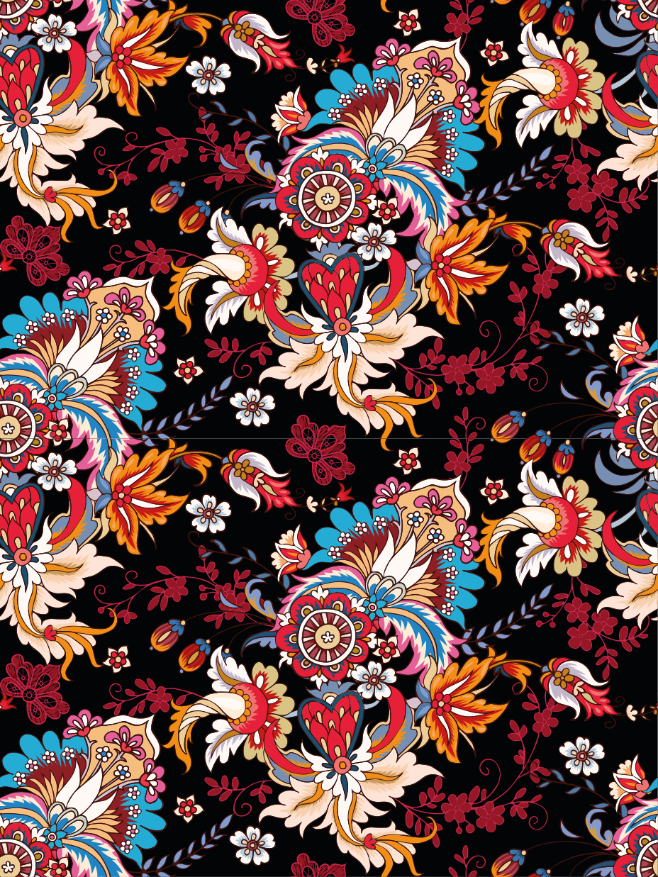 Vinyl rug flowers in vibrant modern folk art - TenStickers