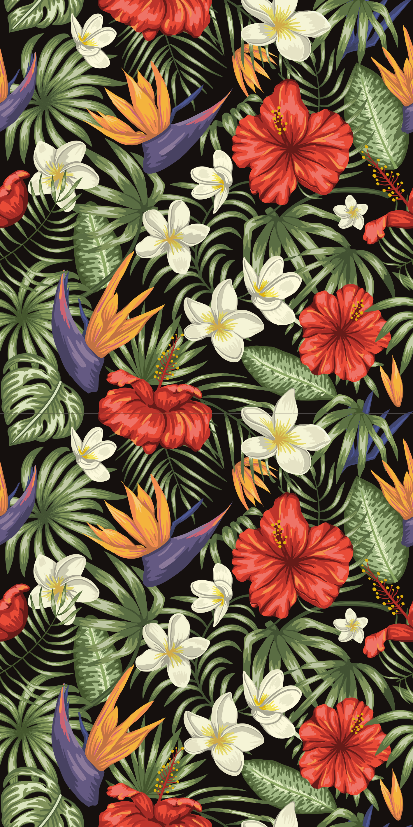 Vinyl rug flowers tropical jungle plant design - TenStickers