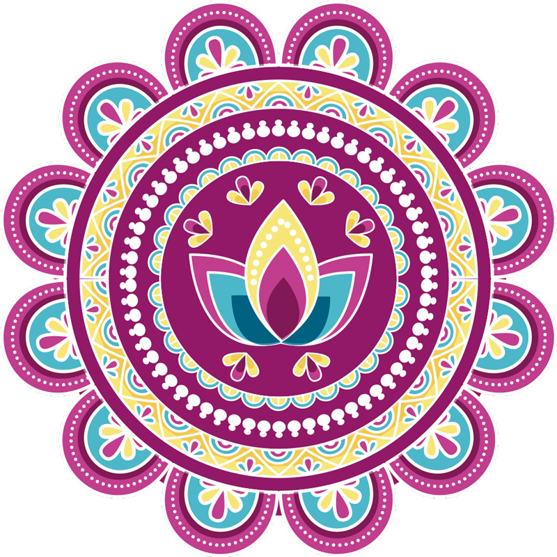Vinyl rug flowers colorful lotus mandala - TenStickers