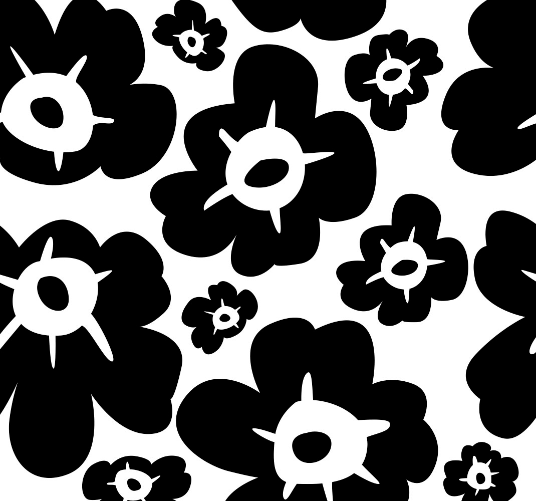 Vinyl rug flowers black poppy - TenStickers