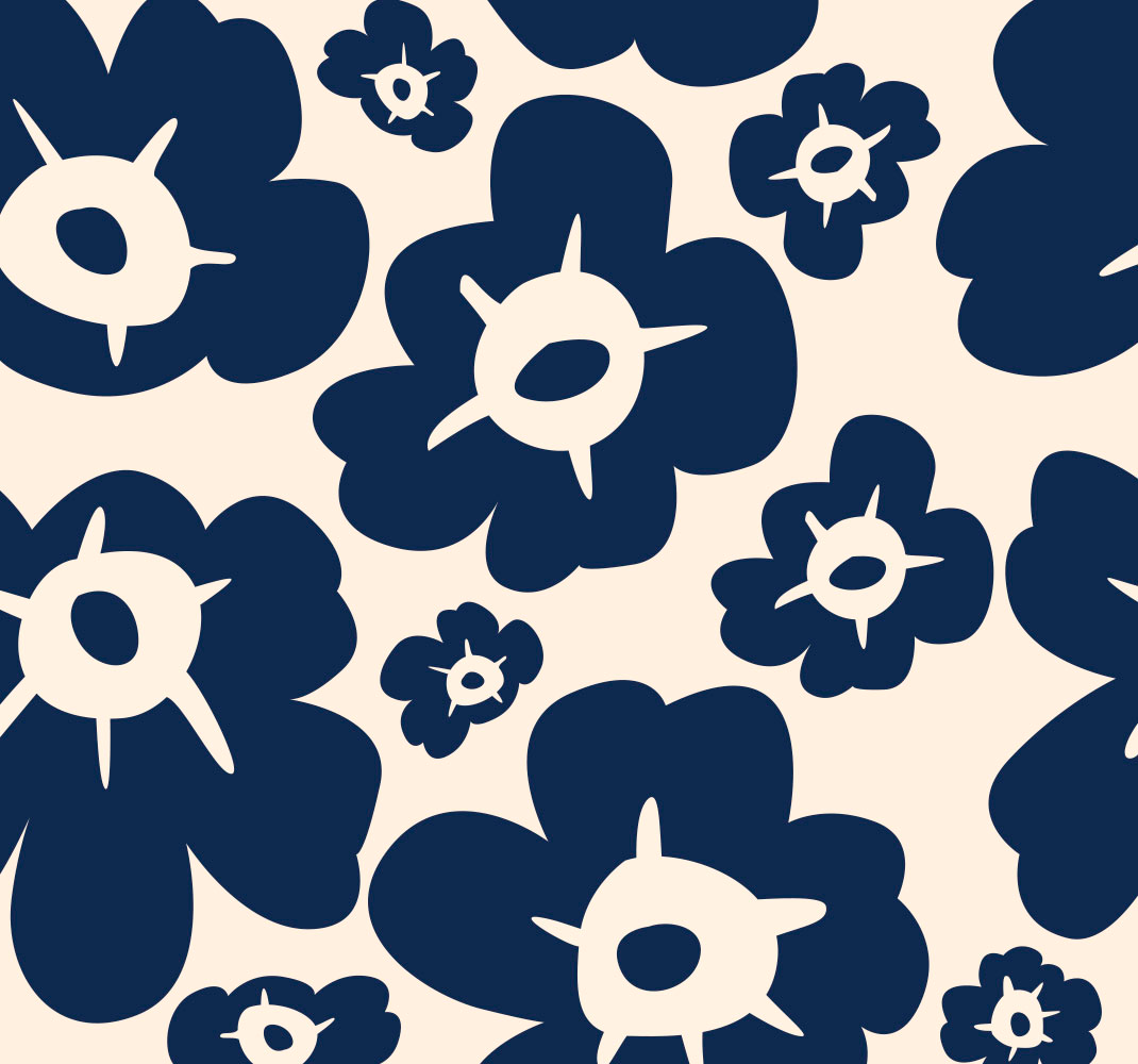 Vinyl rug flowers dark blue poppy - TenStickers