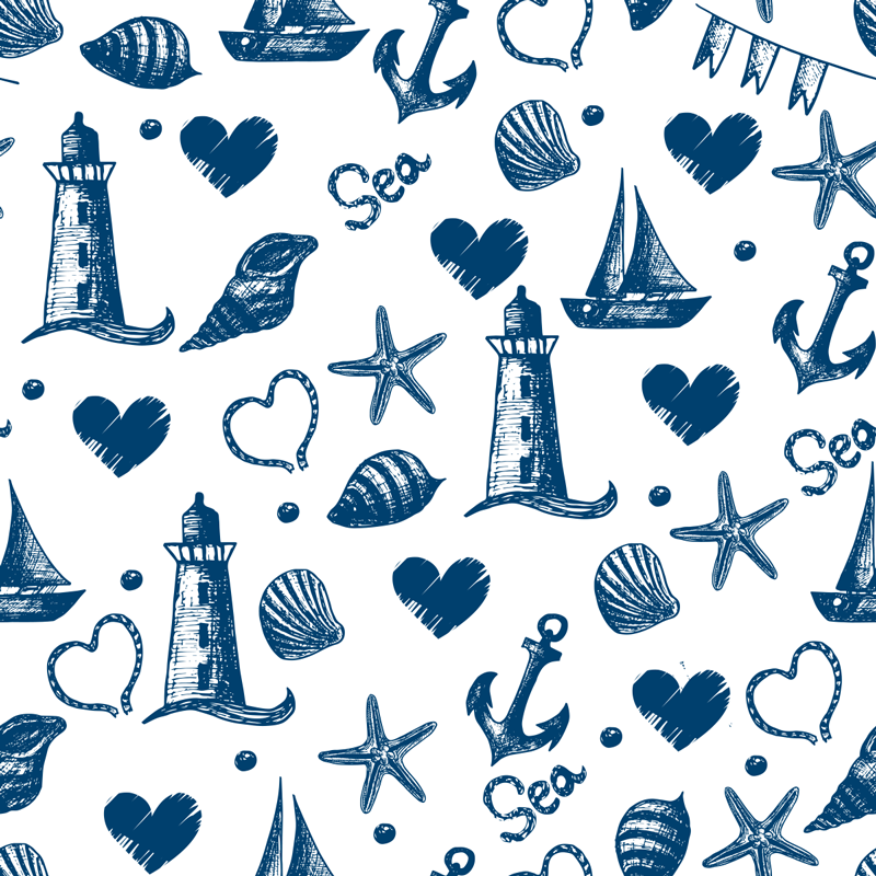 Vinyl rug flowers nautical theme design - TenStickers