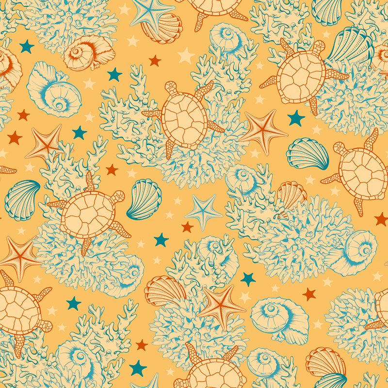 Vinyl rug flowers coral and marine life design - TenStickers