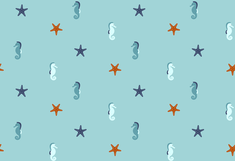 Vinyl rug flowers seahorse starfish design - TenStickers
