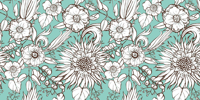 Vinyl rug flowers floral motifs collection - TenStickers