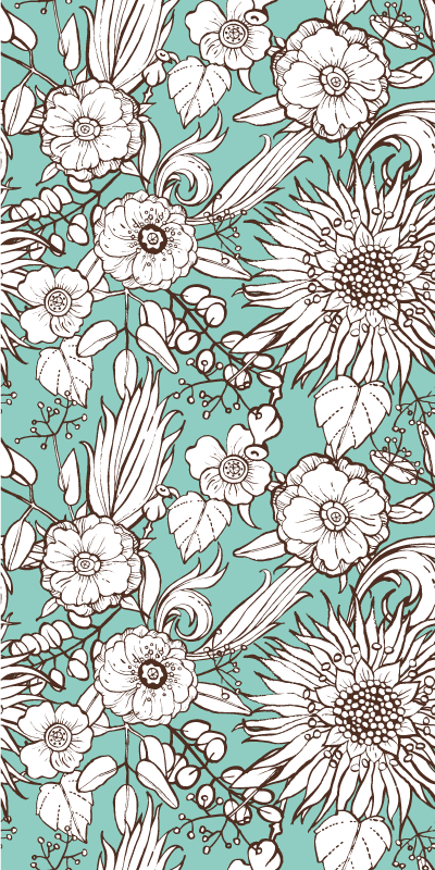 Vinyl rug flowers floral screen design - TenStickers