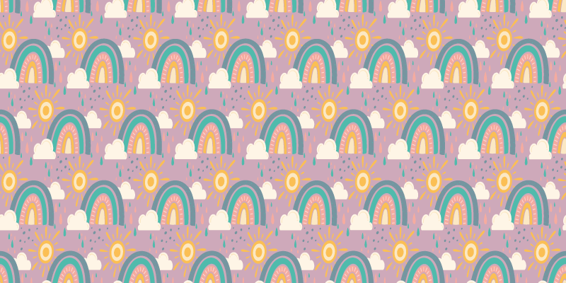 Vinyl rug flowers playful colorful rainbows - TenStickers