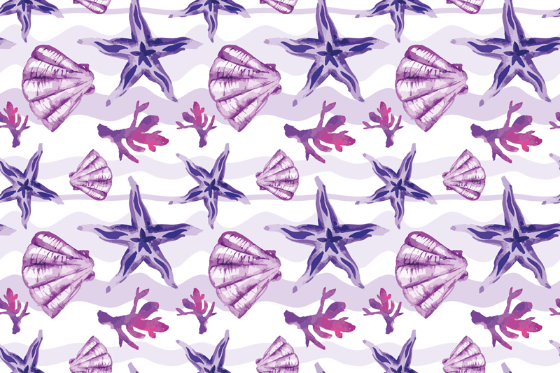 Vinyl rug flowers coral shell design - TenStickers