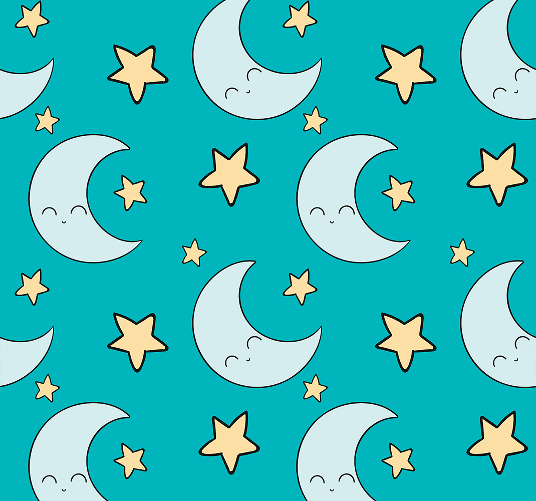 Star vinyl rug with cheerful blue moons - TenStickers