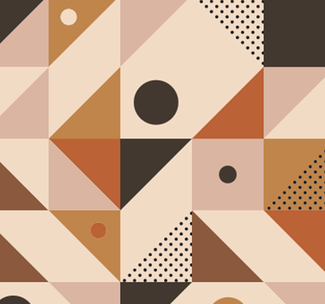 Geometric vinyl rug in brown patchwork design - TenStickers