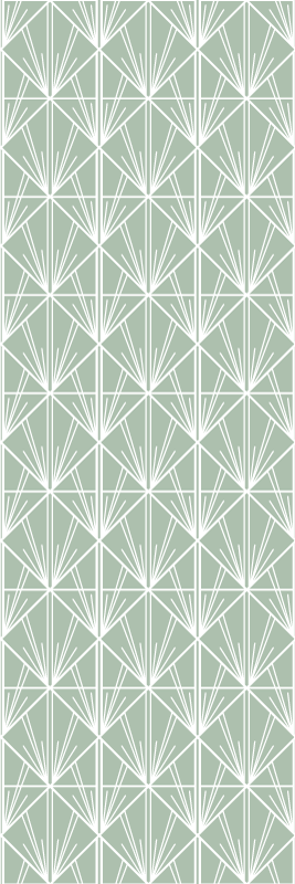 Geometric vinyl rug in modern green and white design - TenStickers
