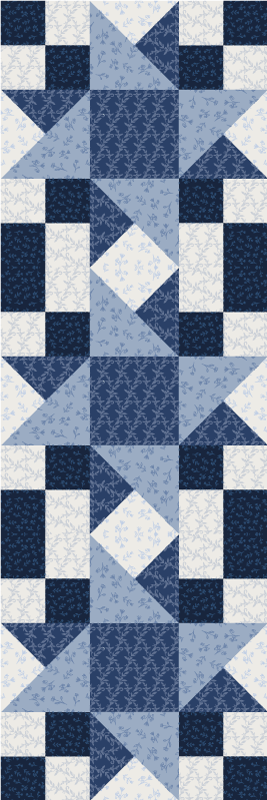 Geometric vinyl rug with patchwork blue star triangles - TenStickers