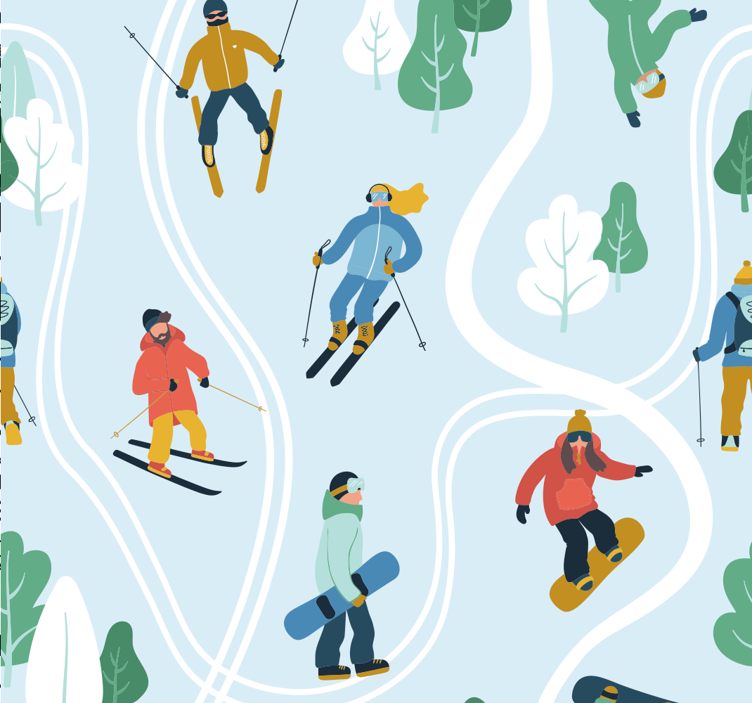 Bedroom vinyl rug in blue skiing design - TenStickers