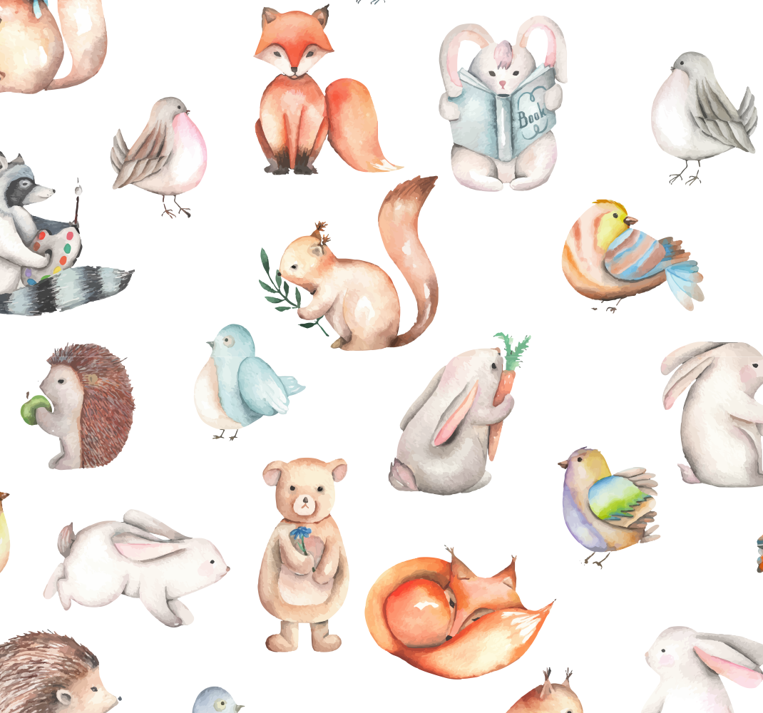 Vinyl rug featuring simple forest animals - TenStickers