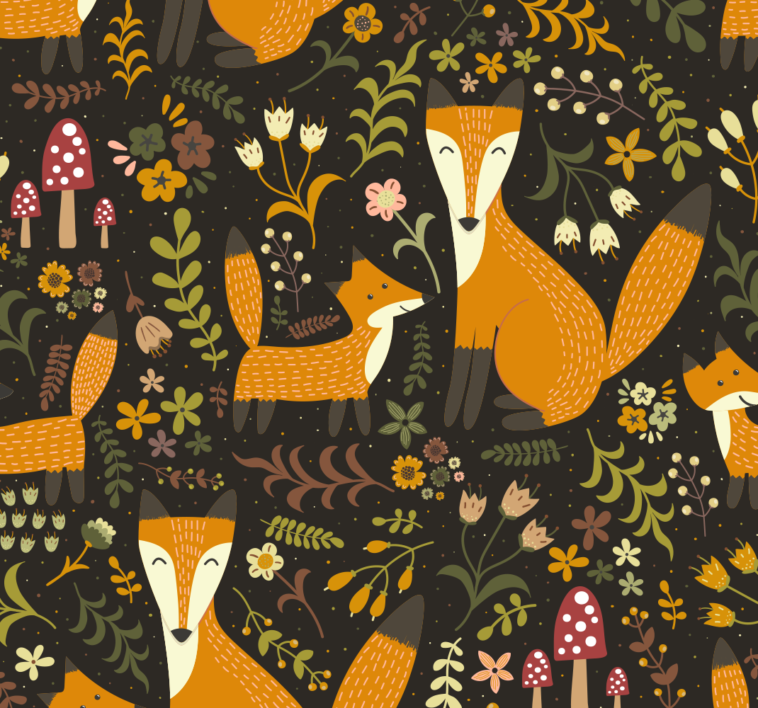 Vinyl rug with adorable foxes - TenStickers