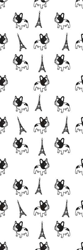 Bedroom vinyl rug french bulldog in paris - TenStickers