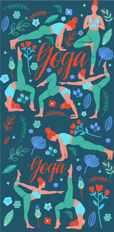 Bedroom vinyl rug with woman doing yoga design - TenStickers