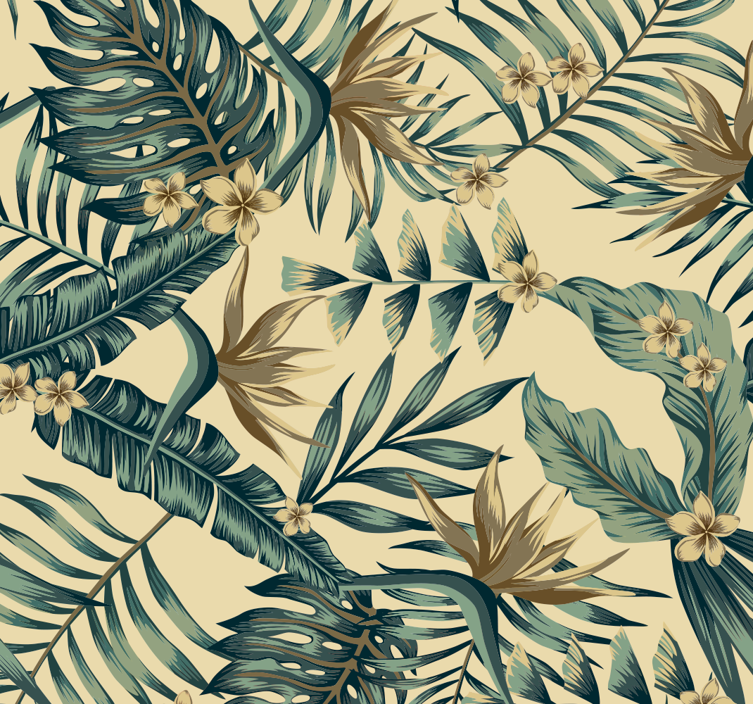 Tropical leaves bedroom vinyl rug - TenStickers