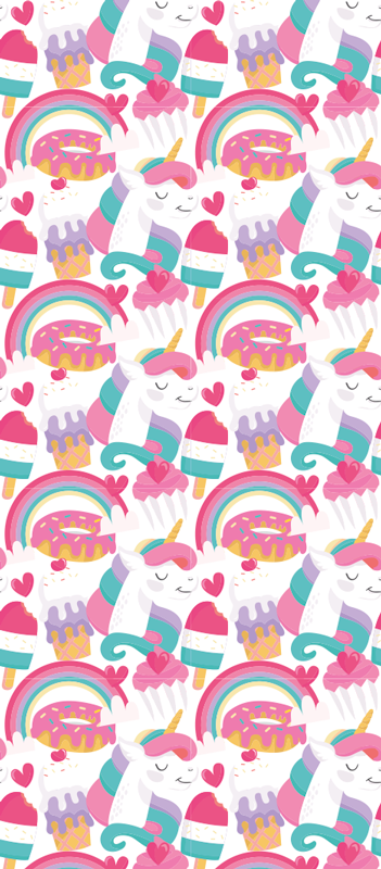 Unicorns and rainbow bedroom vinyl rug - TenStickers