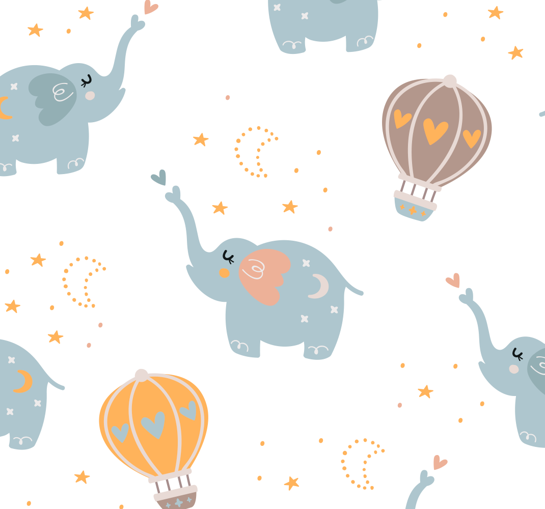 Bedroom vinyl rug with adorable elephants for kids - TenStickers