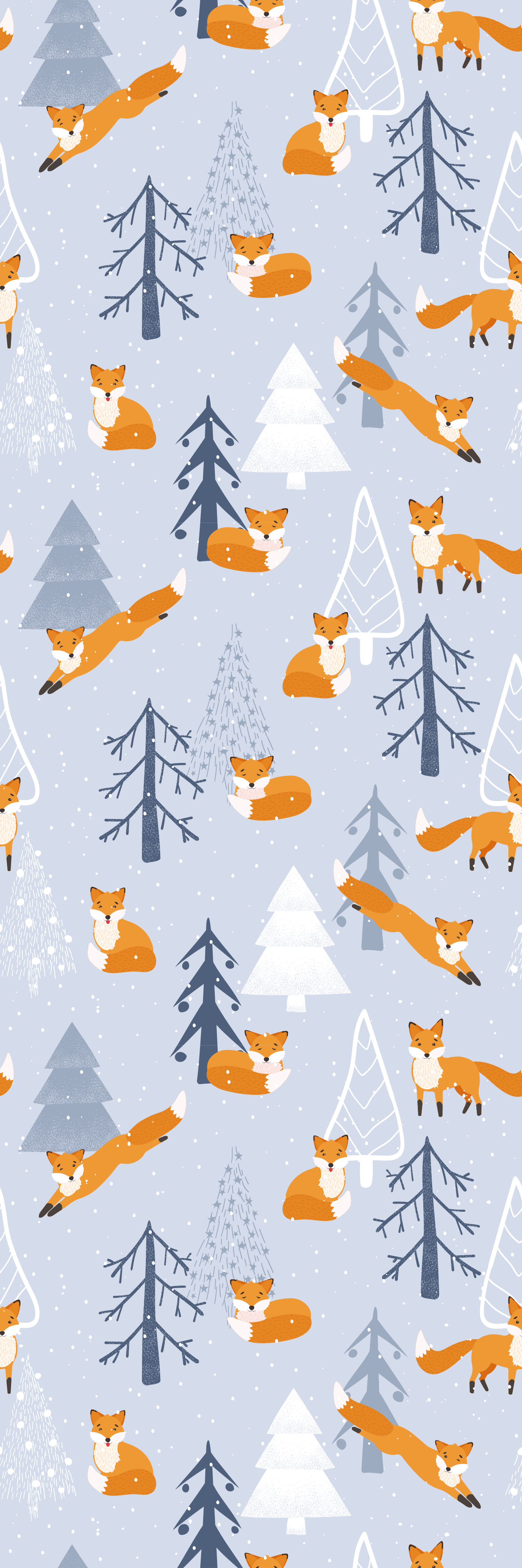 Cute fox winter forest bedroom vinyl rug - TenStickers