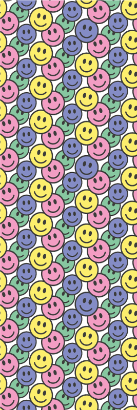 Bedroom vinyl rug with colorful pastel smiley faces - TenStickers