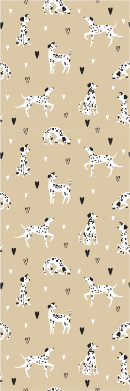 Bedroom vinyl rug with beige dog drawings - TenStickers