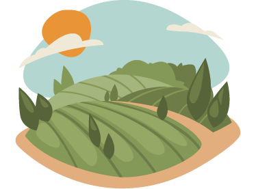 Nature vinyl rug with fields illustration - TenStickers