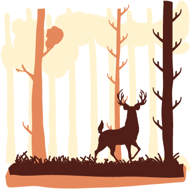Nature vinyl rug brown forest and deer - TenStickers